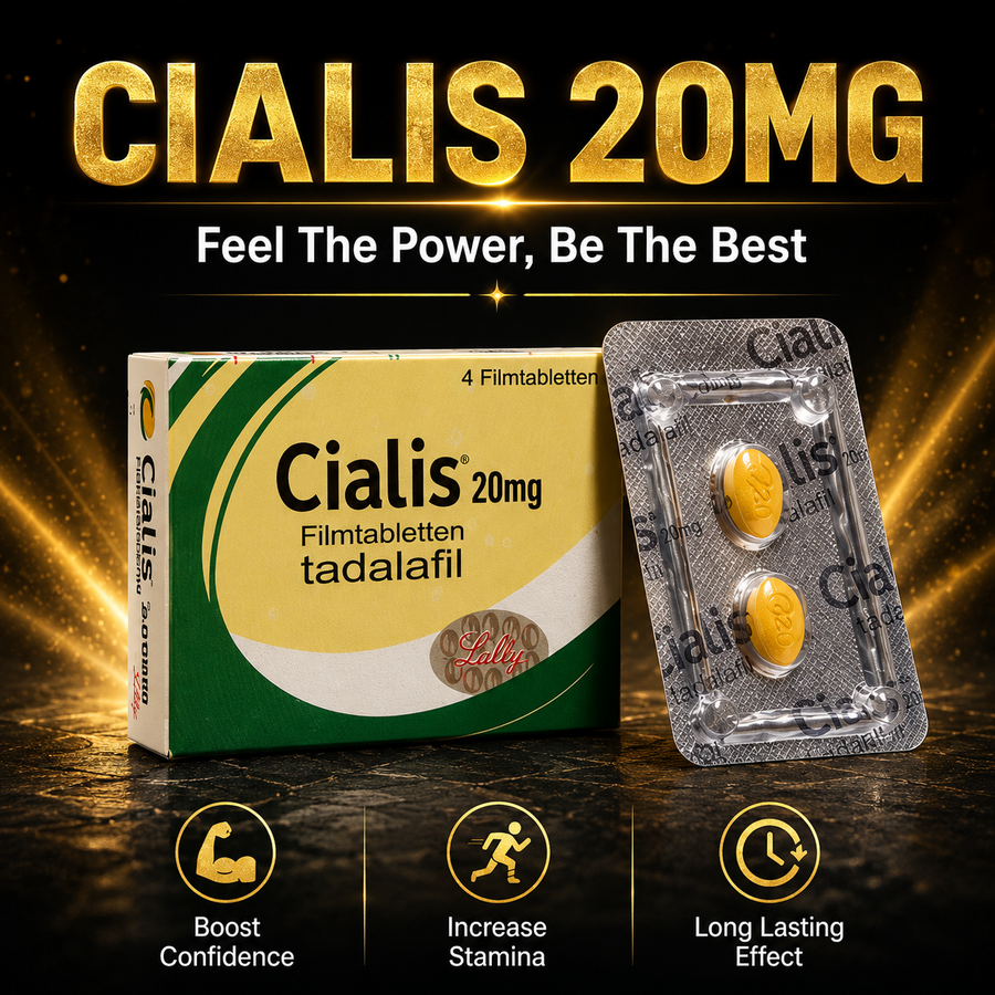 Cialis 20mg Tadalafil box and blister strip – 4 tablets