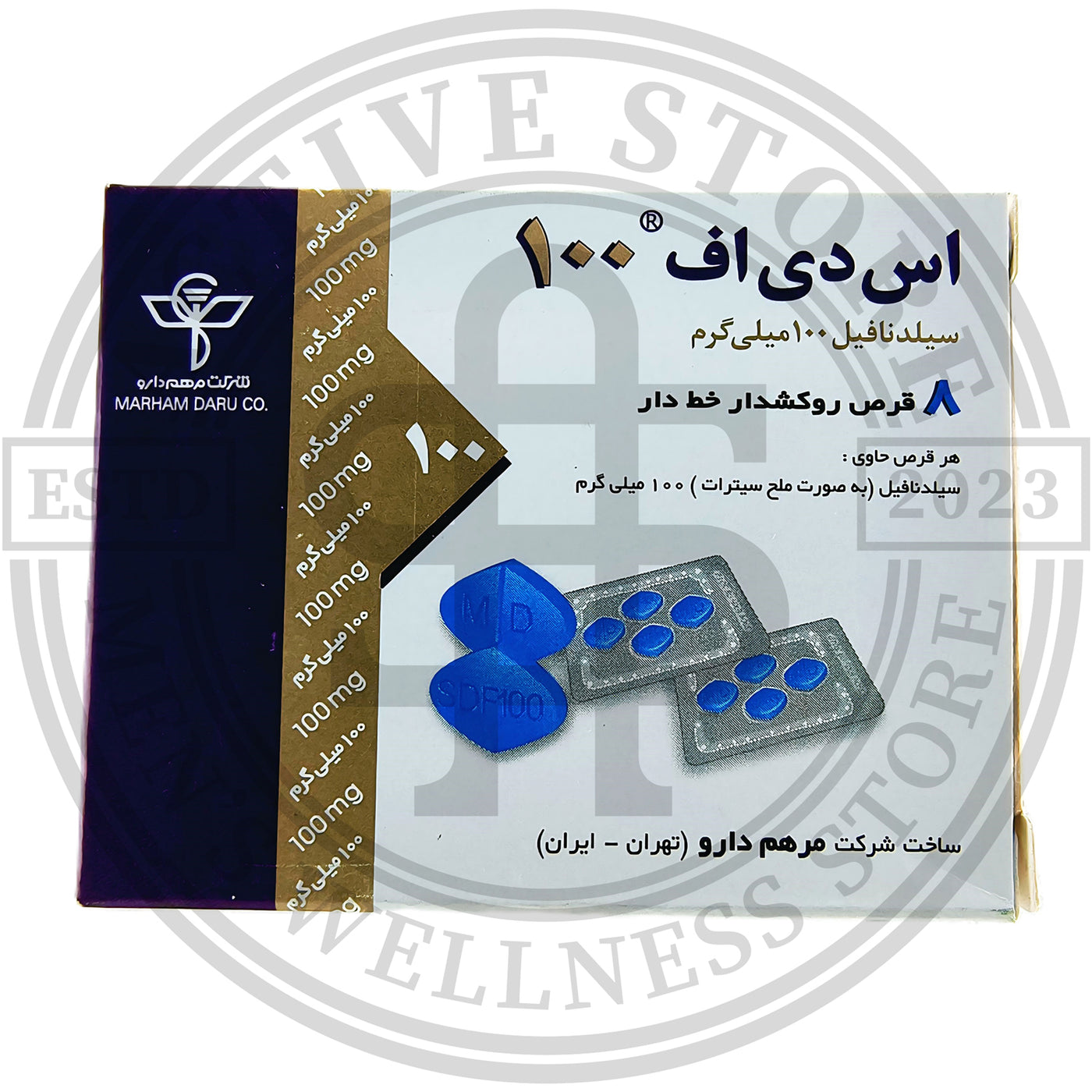 Persian-language SDF 100mg Sildenafil pack by Marham Daru Iran