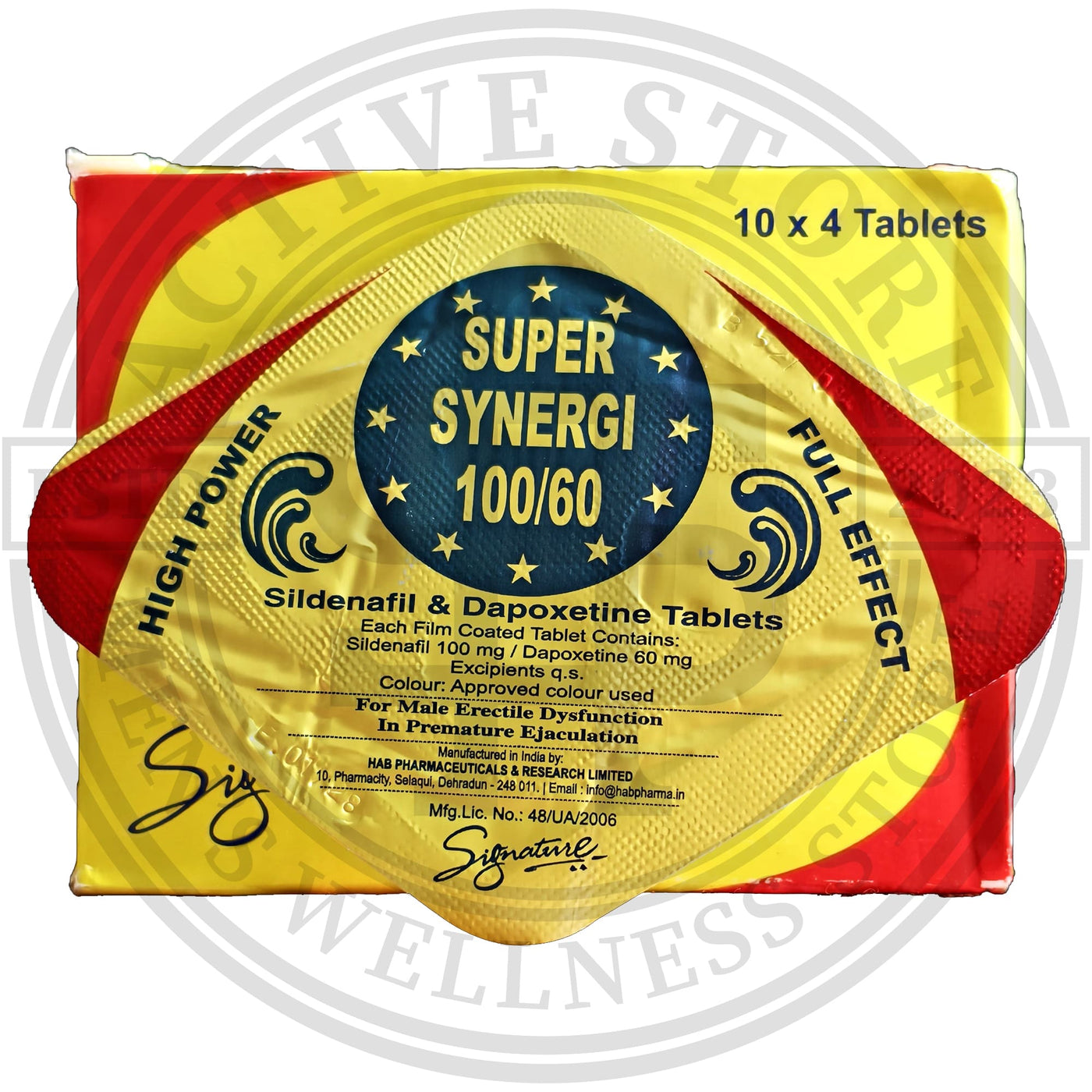 Super Synergi 100/60 foil strip front – 4 tablets