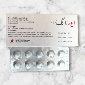 EverLong 60mg Dapoxetine 10-tablet pack back side